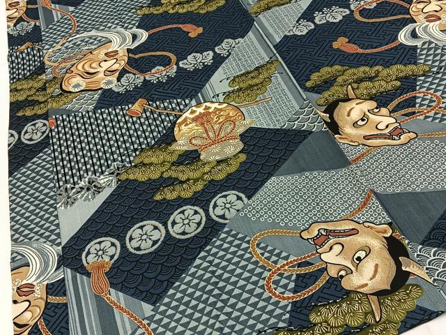 平和屋着物■男性 長襦袢 無双仕立て 能面 金彩 BAAY3360hj