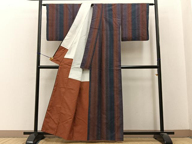 平和屋着物■上質な紬 縞 正絹 逸品 BAAY3361hj