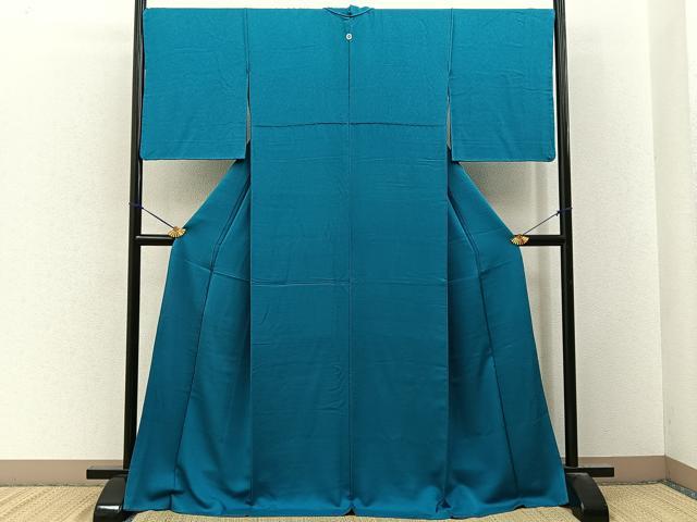 平和屋着物■上質な色無地 納戸色 ロング丈 正絹 逸品 BAAY3362hj