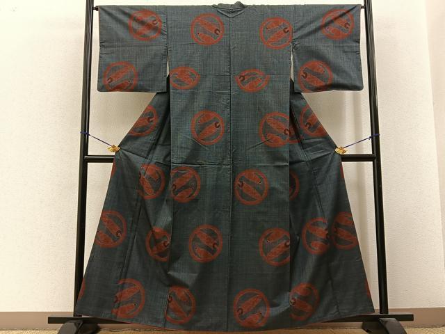 平和屋着物■本場大島紬 7マルキ 絵巻丸文 正絹 逸品 BAAY3371hj