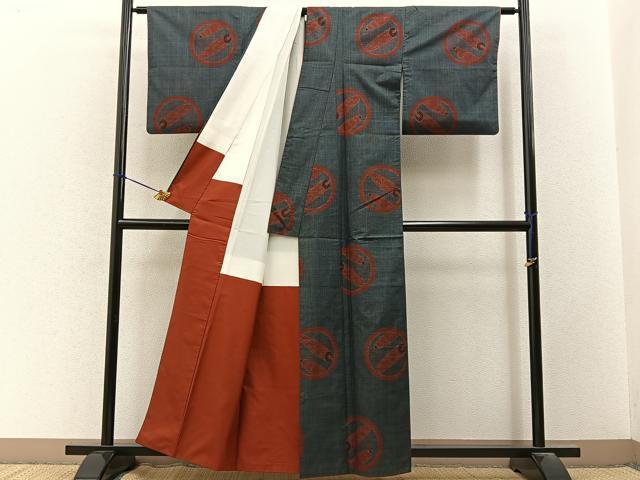 平和屋着物■本場大島紬 7マルキ 絵巻丸文 正絹 逸品 BAAY3371hj