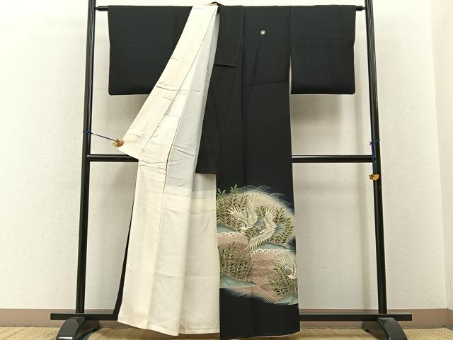 平和屋着物■豪華黒留袖 作家物 流水飛鶴文 暈し染め 金彩 正絹 逸品 BAAY3373hj