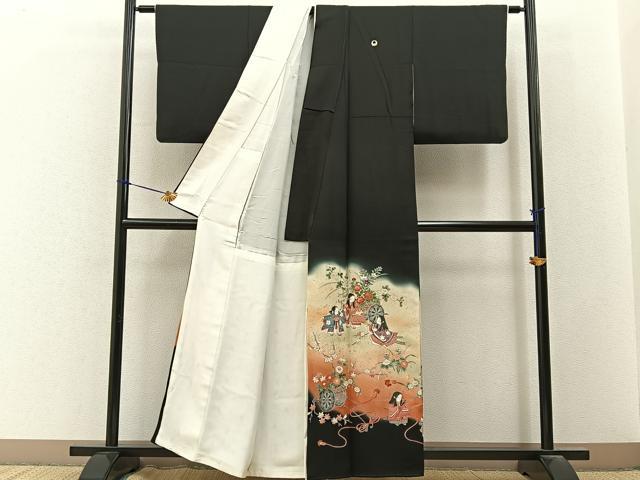 平和屋着物■豪華黒留袖 作家物 童子遊び 暈し染め 金糸 正絹 逸品 BAAY3375hj