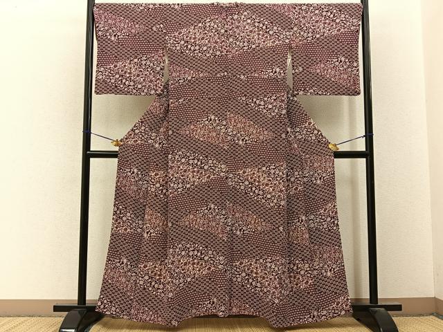 平和屋着物■上質な小紋 更紗花文 正絹 逸品 BAAY3379hj