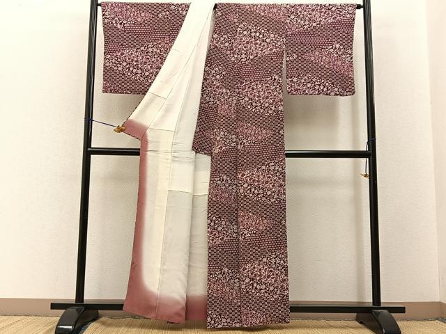 平和屋着物■上質な小紋 更紗花文 正絹 逸品 BAAY3379hj