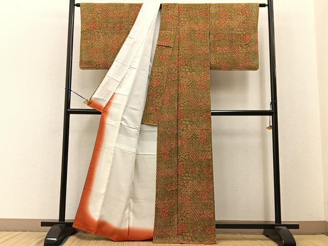 平和屋着物■上質な小紋 切嵌花文 正絹 逸品 BAAY3380hj