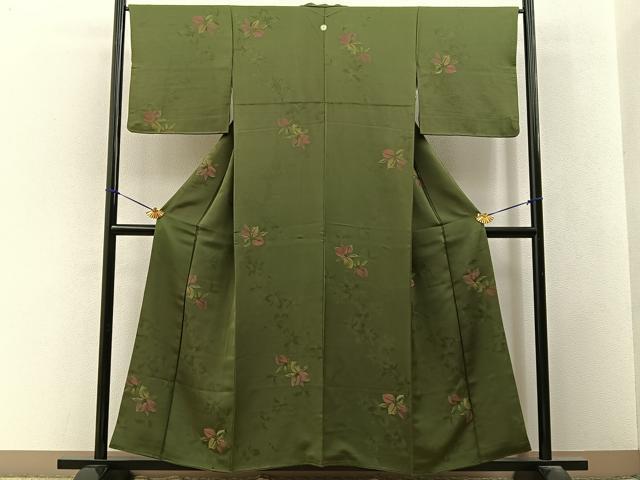 平和屋着物■上質なお召 カトレア 正絹 逸品 BAAY3383hj