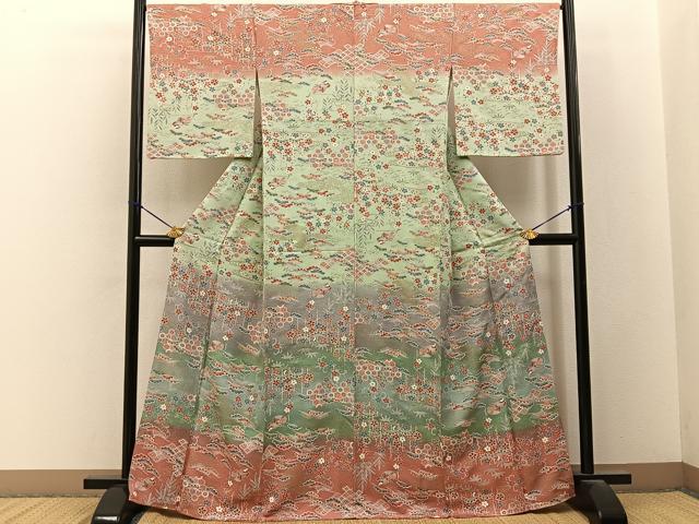 平和屋着物■訪問着 鴛鴦花文 暈し染め 金彩 正絹 逸品 BAAY3384hj