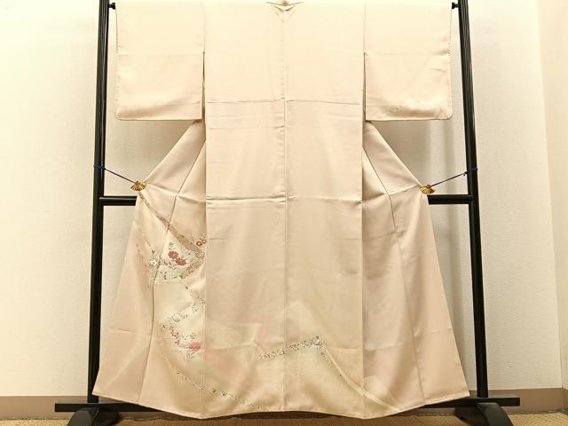 平和屋着物■訪問着 刺繍 牡丹花文 金銀彩 正絹 逸品 BAAY3392hj