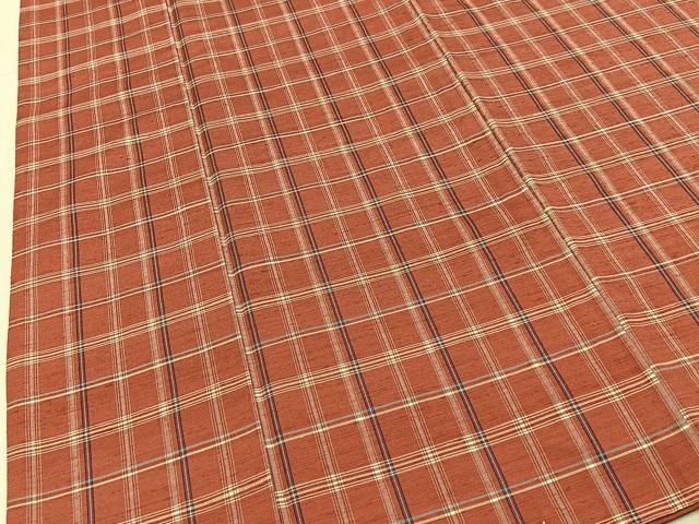 平和屋着物■上質な紬 格子柄 正絹 逸品 BAAY3393hj