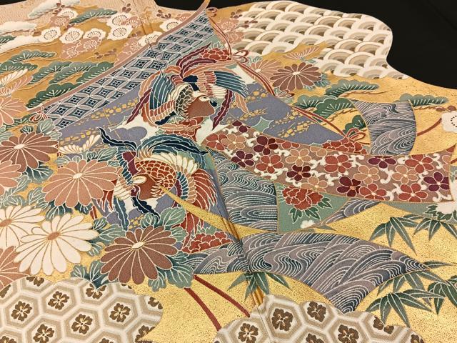 平和屋着物■豪華黒留袖 几帳花鳥文 金彩 正絹 逸品 BAAY3396hj