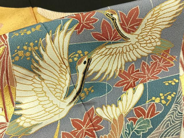 平和屋着物■豪華黒留袖 几帳花鳥文 金彩 正絹 逸品 BAAY3396hj