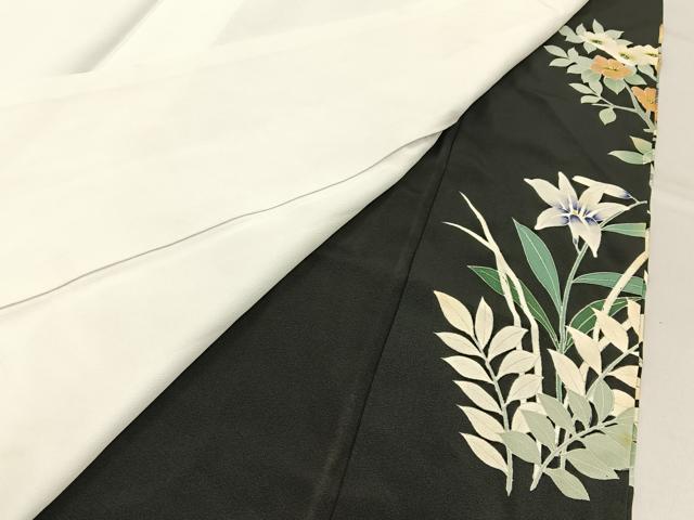 平和屋着物■豪華黒留袖 友禅 作家物 花鳥文 正絹 逸品 BAAY3398hj