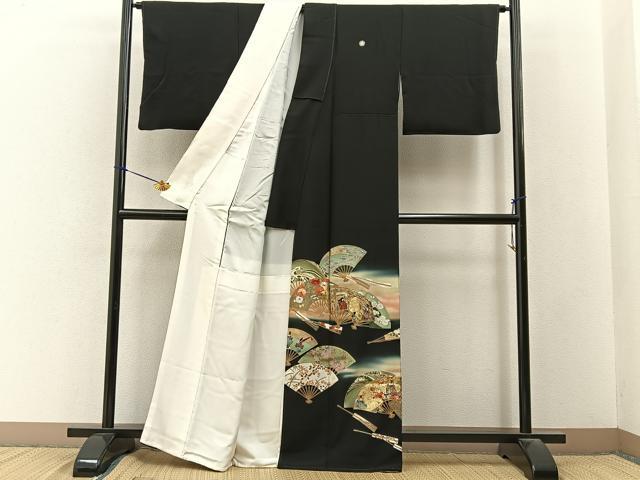 平和屋着物■豪華黒留袖 駒刺繍 平安人物文 暈し染め 金彩 正絹 逸品 BAAY3400hj