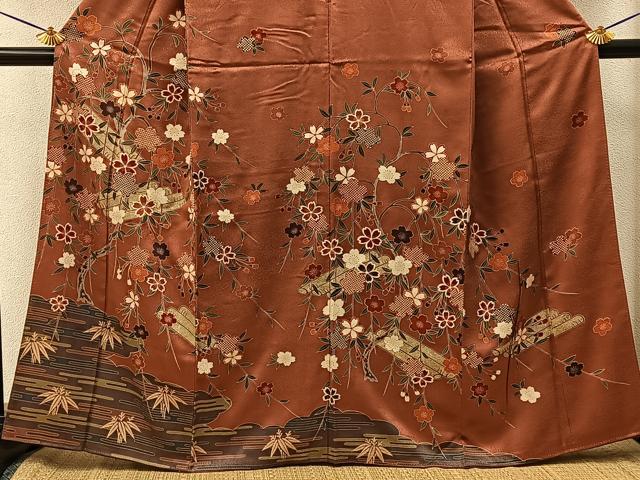 平和屋着物■訪問着 駒刺繍 花筏 暈し染め 金彩 正絹 逸品 BAAY3402hj