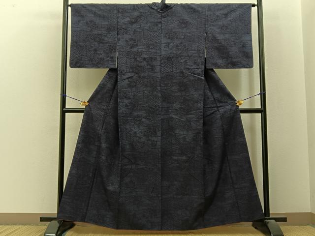 平和屋着物■結城紬 草花文 正絹 逸品 BAAY3403hj
