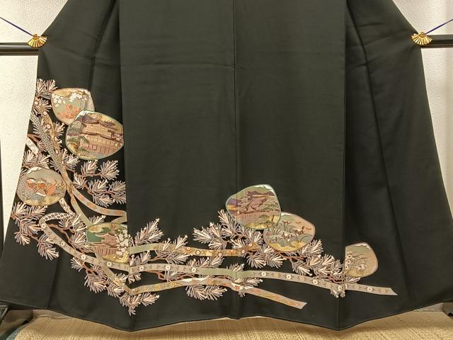 平和屋着物■豪華黒留袖 貝合せ京名所花鳥文 金彩 正絹 逸品 BAAY3414hj