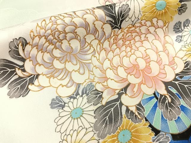 平和屋着物■訪問着 孔雀羽花車文 暈し染め 金彩 洗える着物 BAAY3424hj