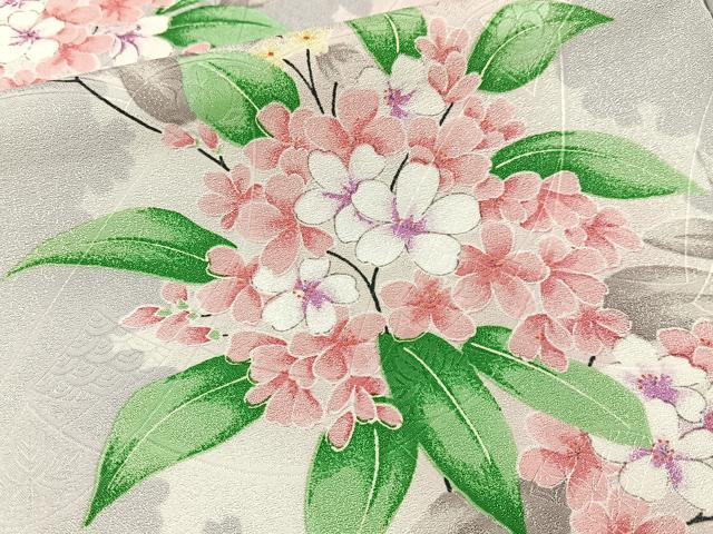 平和屋着物■小紋 枝花文 暈し染め 洗える着物 未使用 BAAY3441hj