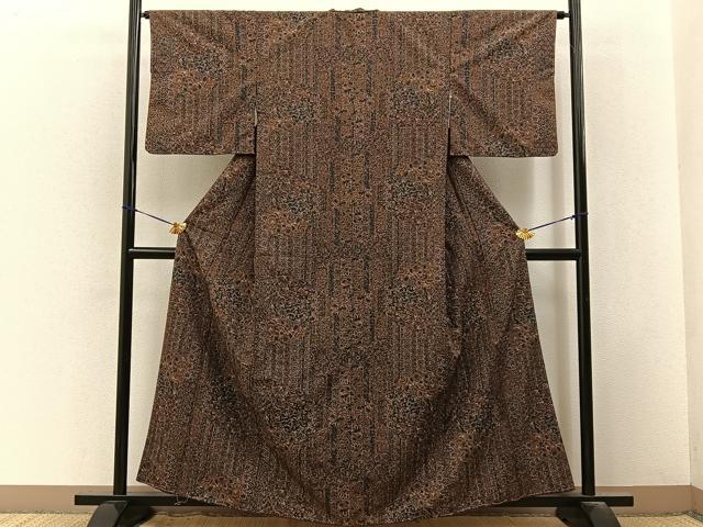 平和屋着物■小紋 更紗花文 洗える着物 未使用 BAAY3453hj