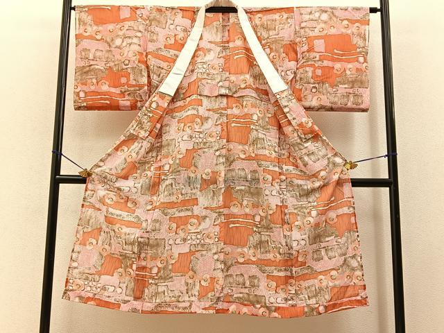 平和屋着物■長襦袢 単衣 舞花文 洗える着物 BAAY3459hj