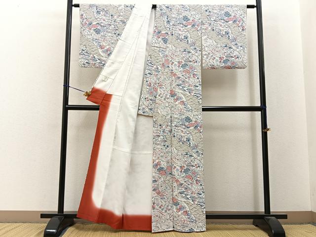 平和屋着物■小紋 型染め 御所解文 洗える着物 BAAY3466hj