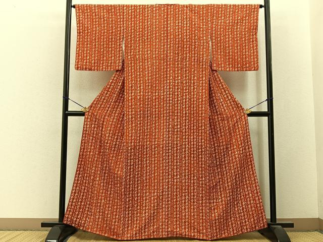 平和屋着物■上質な小紋 文字文 お召縮緬 正絹 逸品 BAAY3471hj