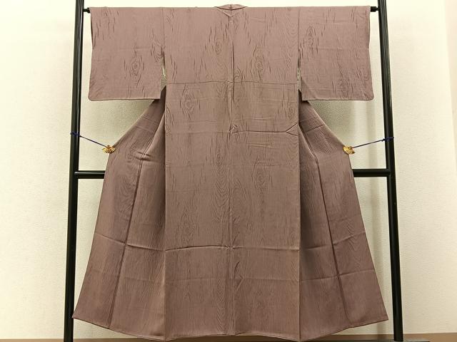 平和屋着物■上質な色無地 杢目地紋 鴇浅葱色 正絹 逸品 BAAY3474hj