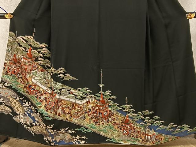 平和屋着物■豪華黒留袖 祇園祭 金彩 正絹 逸品 BAAY3475hj
