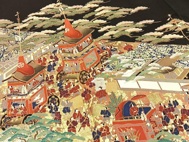 平和屋着物■豪華黒留袖 祇園祭 金彩 正絹 逸品 BAAY3475hj
