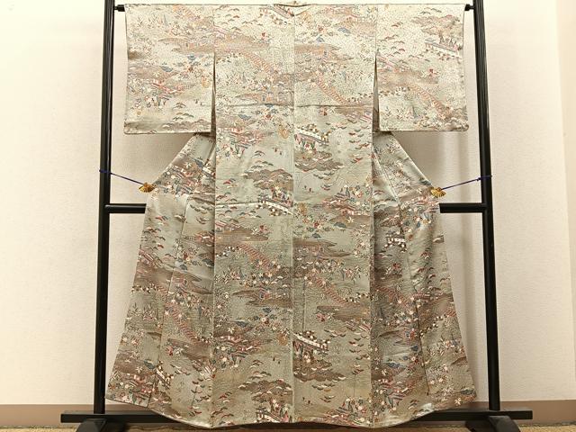 平和屋着物■上質な小紋 御所解文 金彩 正絹 逸品 BAAY3476hj