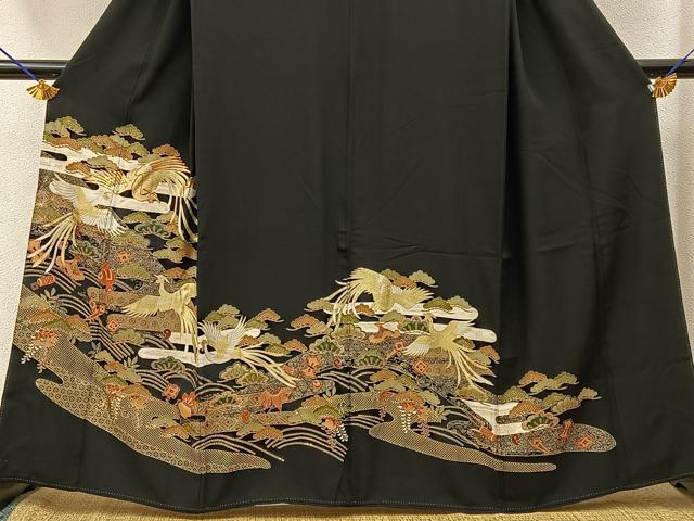 平和屋着物■豪華黒留袖 駒刺繍 鳳凰宝尽くし浜松文 金彩 正絹 逸品 BAAY3483hj