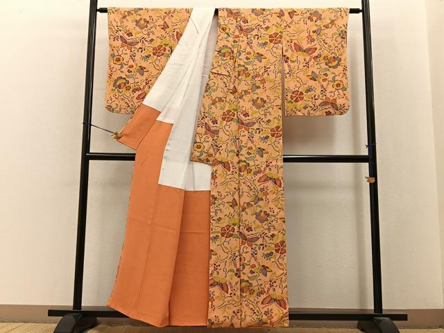 平和屋着物■上質な小紋 花蝶文 正絹 逸品 BAAY3488hj