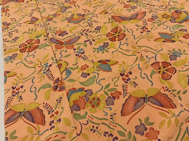 平和屋着物■上質な小紋 花蝶文 正絹 逸品 BAAY3488hj
