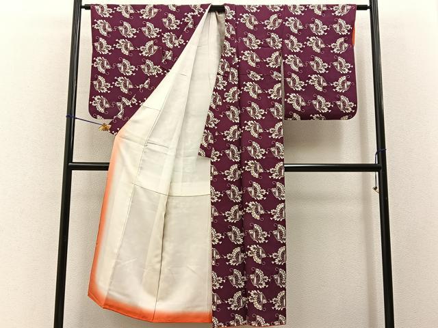 平和屋着物■上質な小紋 型染め 舞蝶文 正絹 逸品 BAAY3491hj