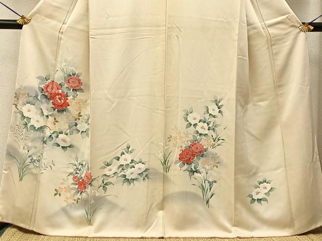 平和屋着物■訪問着 刺繍 草花文 暈し染め 金糸 正絹 逸品 BAAY3498hj