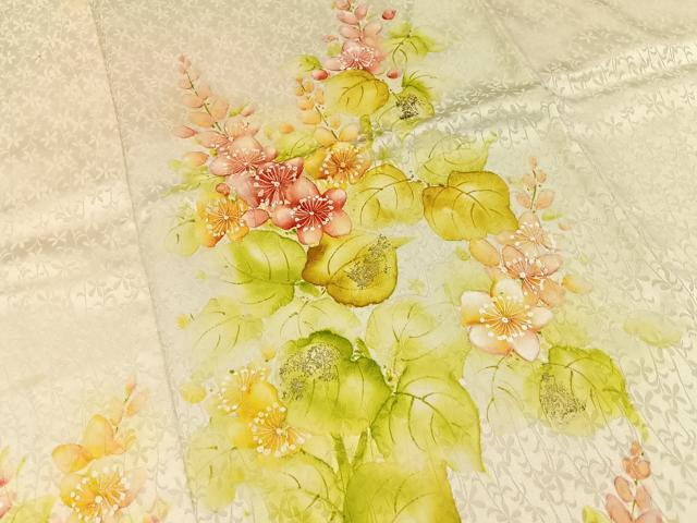 平和屋着物■訪問着 手描き 草花文 金彩 正絹 逸品 BAAY3505hj