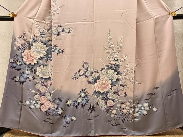 平和屋着物■訪問着 草花文 暈し染め 銀彩 正絹 逸品 BAAY3508hj