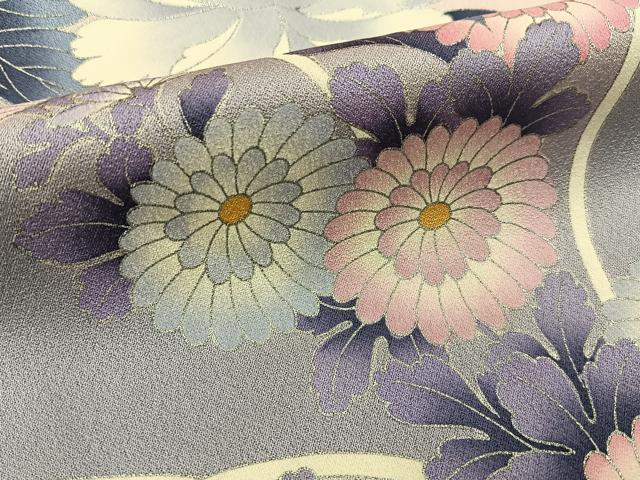 平和屋着物■訪問着 草花文 暈し染め 銀彩 正絹 逸品 BAAY3508hj