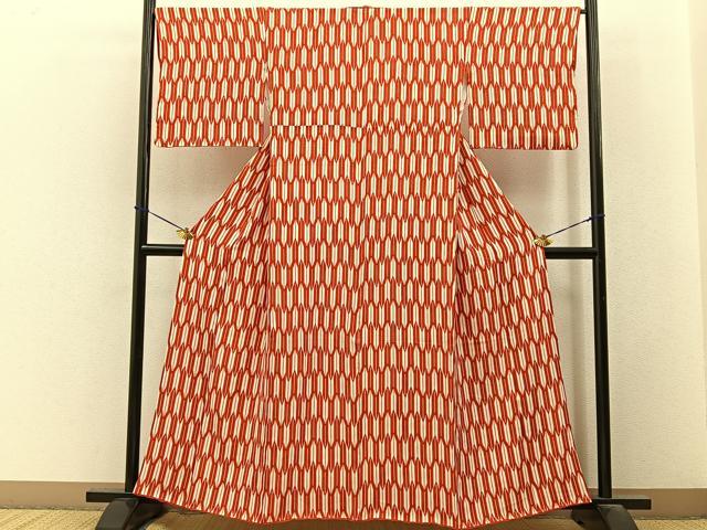 平和屋着物■上質な小紋 矢羽根文 正絹 逸品 BAAY3509hj