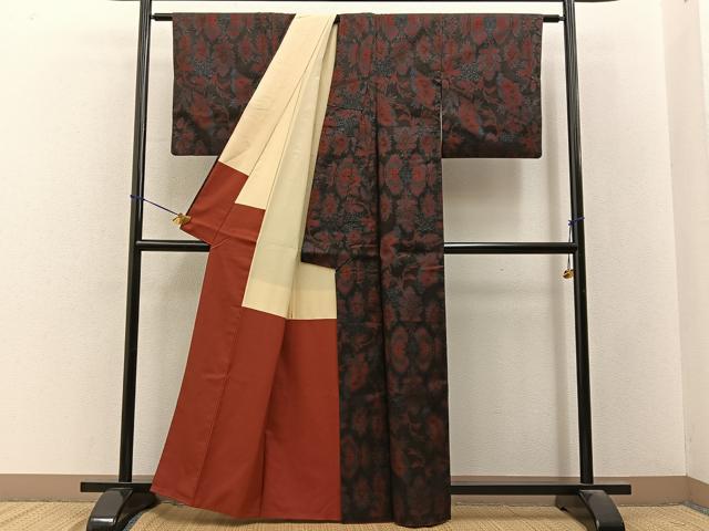 平和屋着物■本場大島紬 7マルキ 更紗花文 正絹 逸品 BAAY3511hj