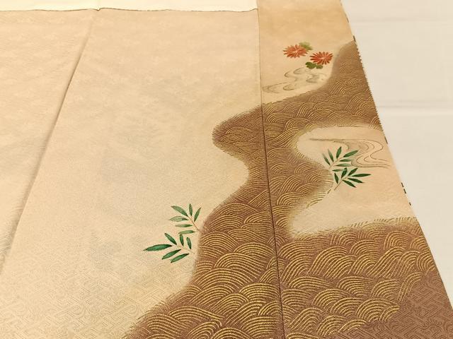 平和屋着物■豪華色留袖 駒刺繍 絞り 浜松花文 金彩 正絹 逸品 BAAY3512hj