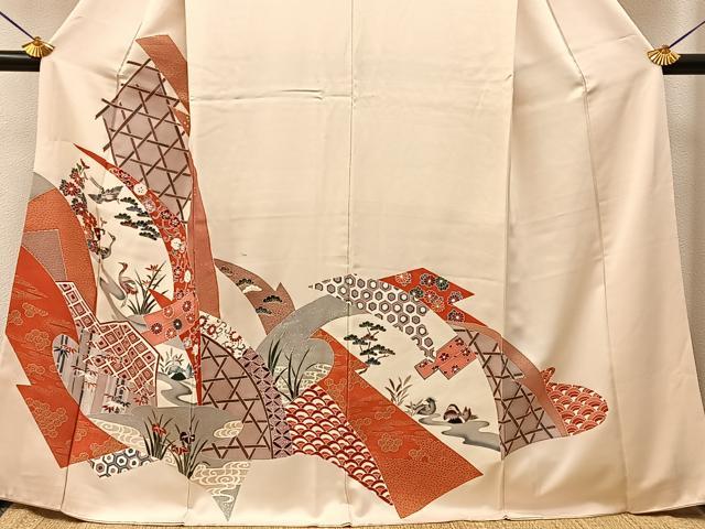 平和屋着物■訪問着 有職花鳥文 金彩 正絹 逸品 BAAY3513hj