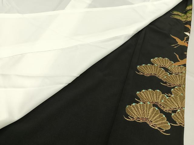 平和屋着物■豪華黒留袖 飛鶴松文 金彩 ロング丈 正絹 逸品 BAAY3521hj