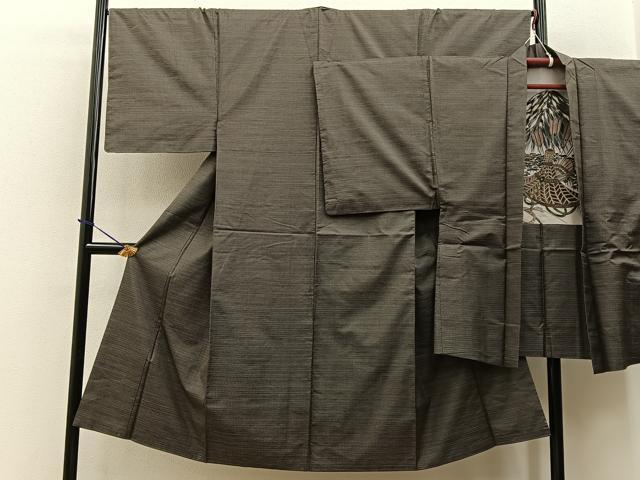 平和屋着物■男性 本場大島紬 アンサンブル 格子 正絹 逸品 未使用 BAAY3523hj