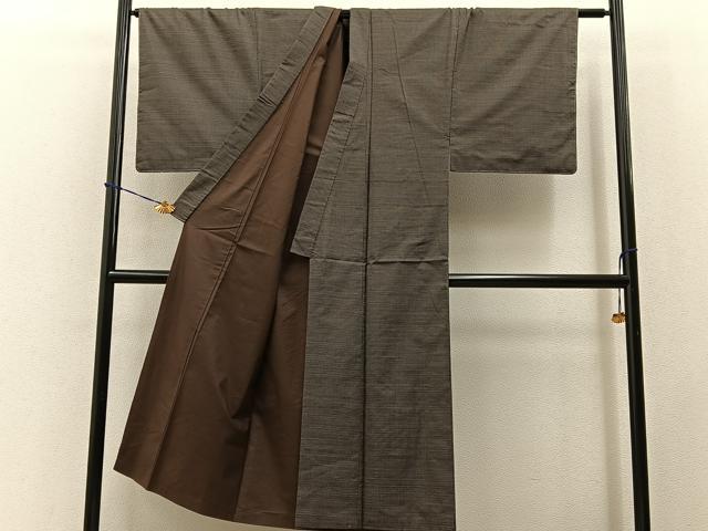 平和屋着物■男性 本場大島紬 アンサンブル 格子 正絹 逸品 未使用 BAAY3523hj