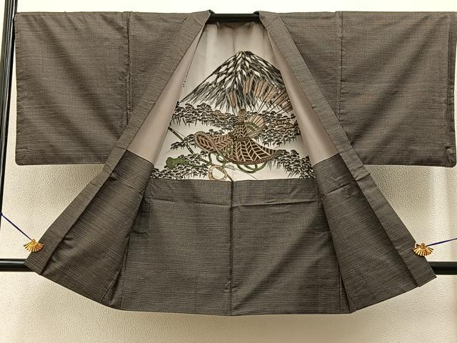 平和屋着物■男性 本場大島紬 アンサンブル 格子 正絹 逸品 未使用 BAAY3523hj