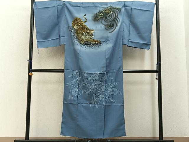平和屋着物●男性 長襦袢 無双仕立て 虎 龍 仮絵羽 洗える着物 未使用 BAAY3531hj