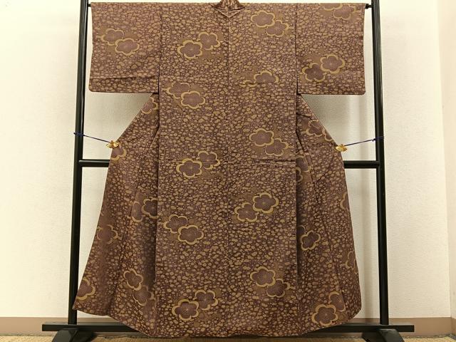 平和屋着物■上質なお召 梅 正絹 逸品 BAAY3544hj