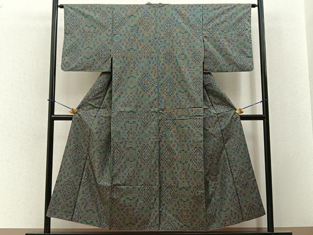 平和屋着物■本場大島紬 7マルキ 菱花文 正絹 逸品 BAAY3545hj